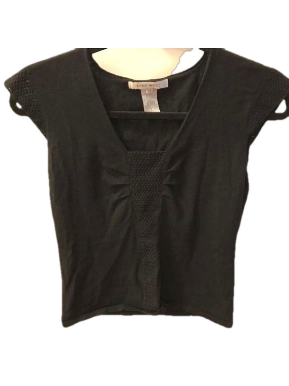 Nine West Black Cap Sleeve Knit Top